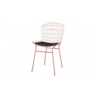 Manhattan Comfort 197AMC5 Madeline Chair  with Seat Cushion in Rose Pink Gold and Black